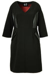 Leatherette Accent Dress (w/ Sleeves)